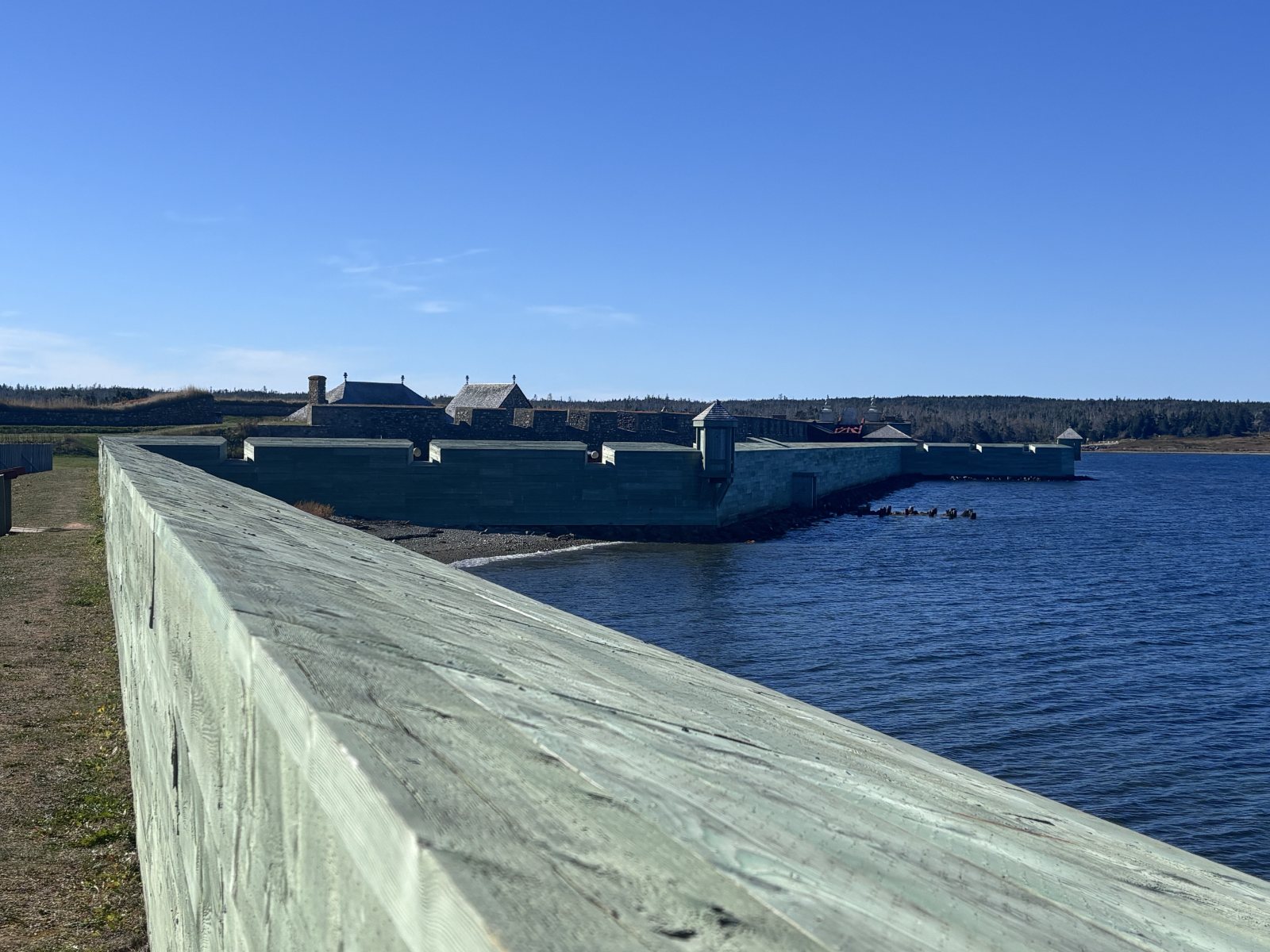 The seawall ramparts at the Fortress of Louisbourg