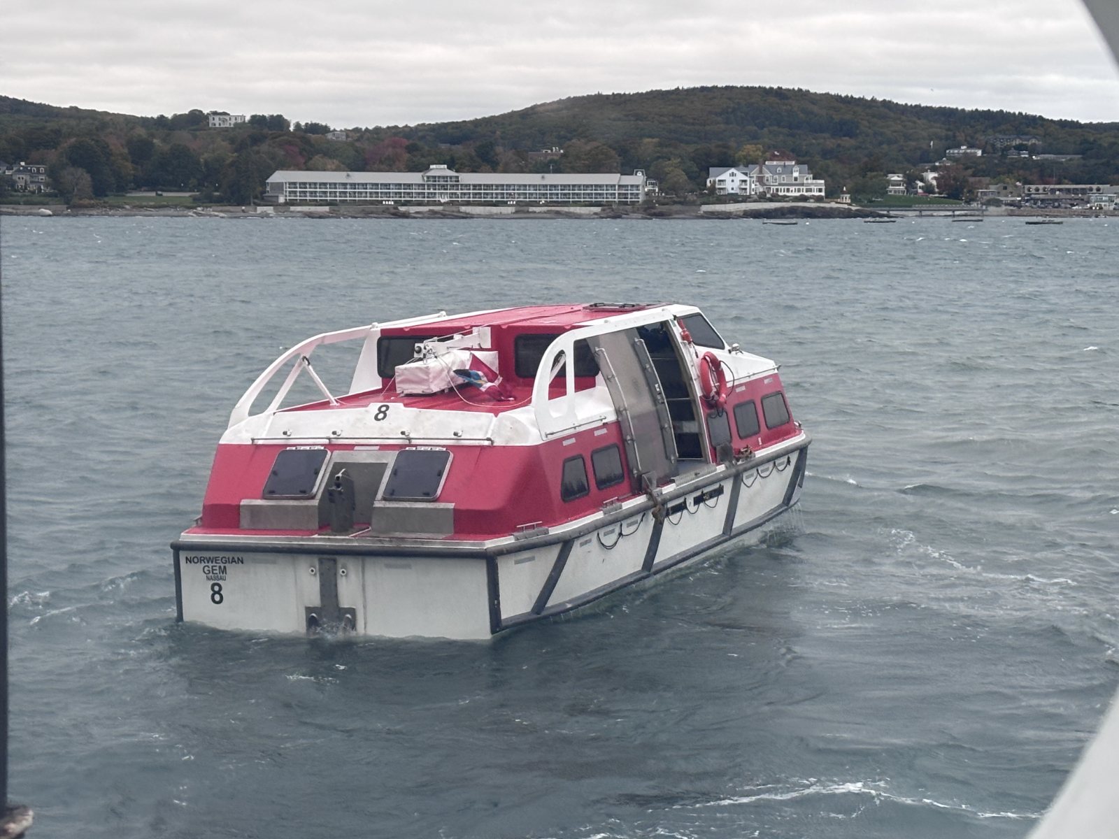 A tender heading into Bar Harbor, Maine