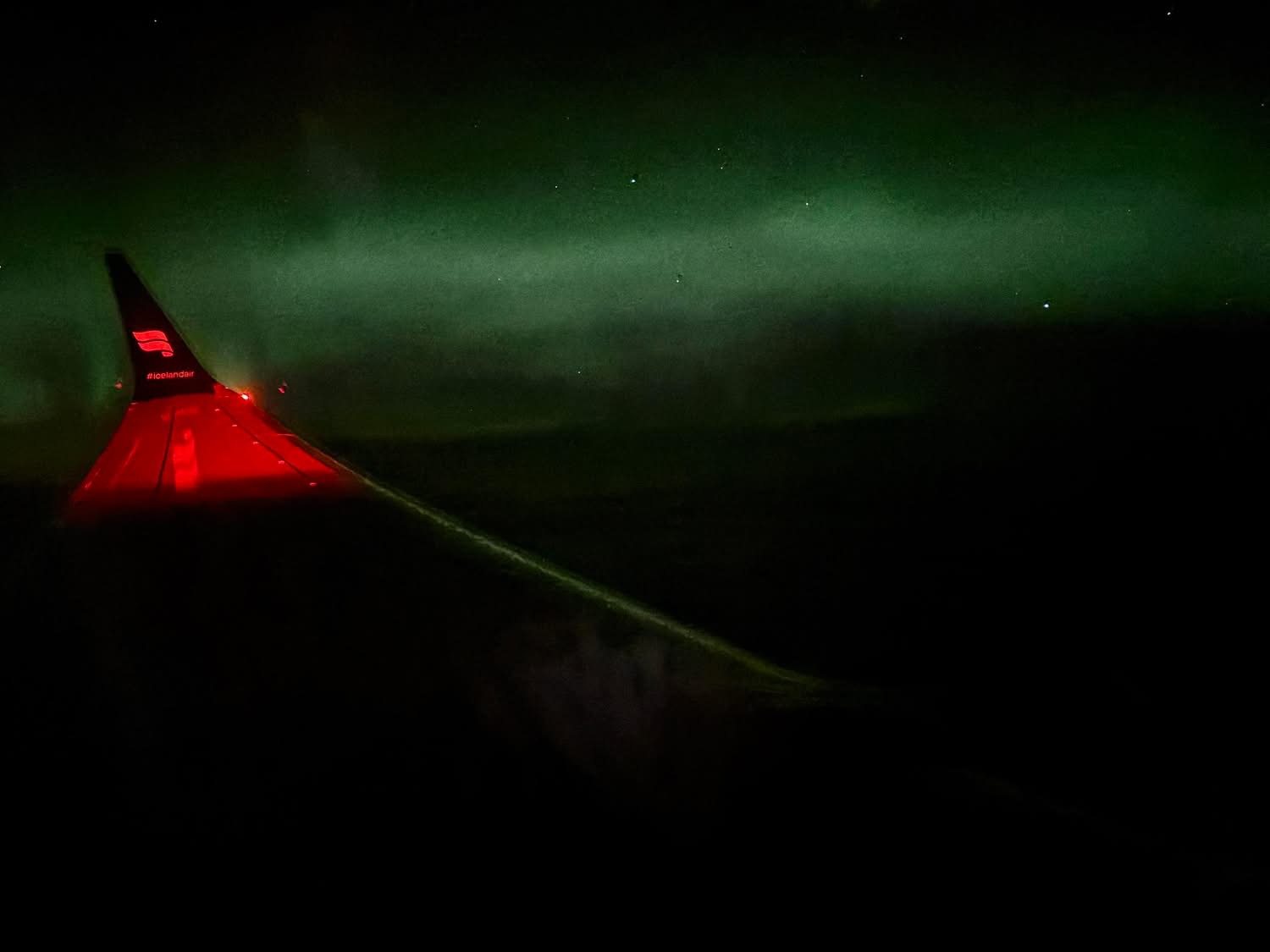 The northern lights from the plane window