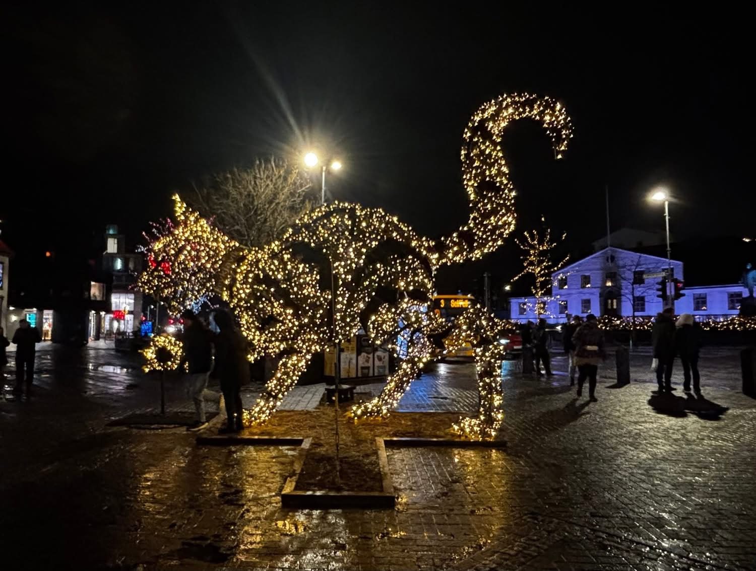 The Yule Cat (Jólakötturinn) light sculpture, Reykjavik