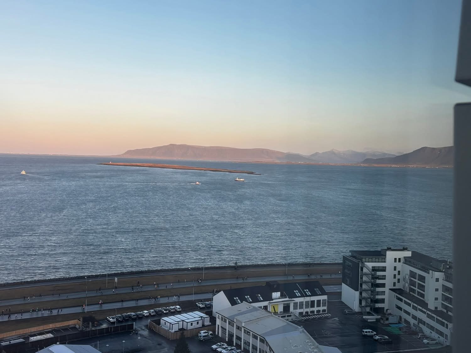 The view over Reykjavik toward Mount Esja