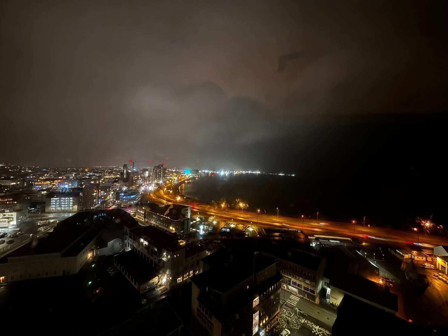 Reykjavik at night from Fosshotel