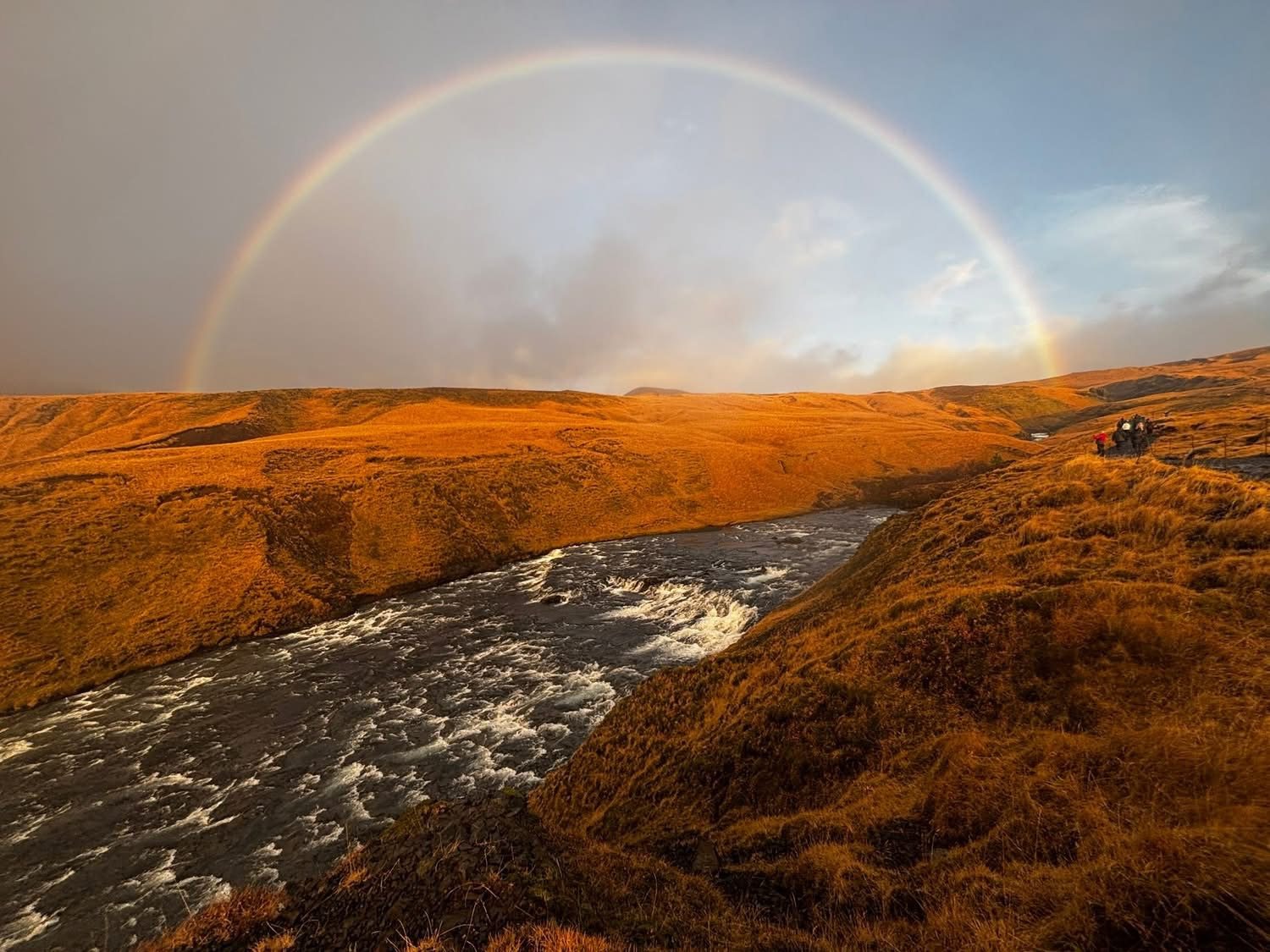 A rainbow over the Skógá river, Skógafoss