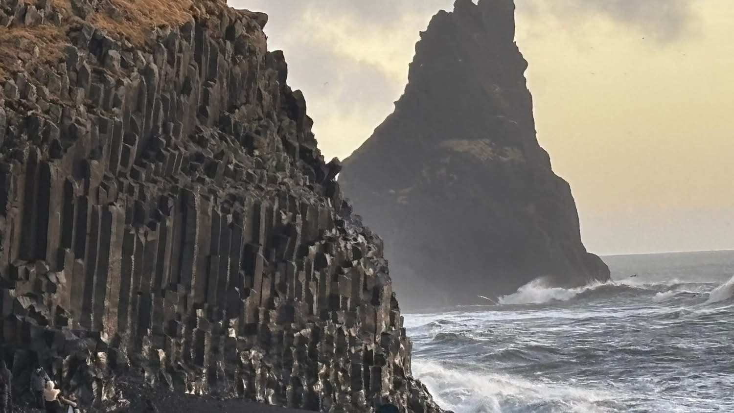 The basalt cliffs at Reynisfjara, Iceland